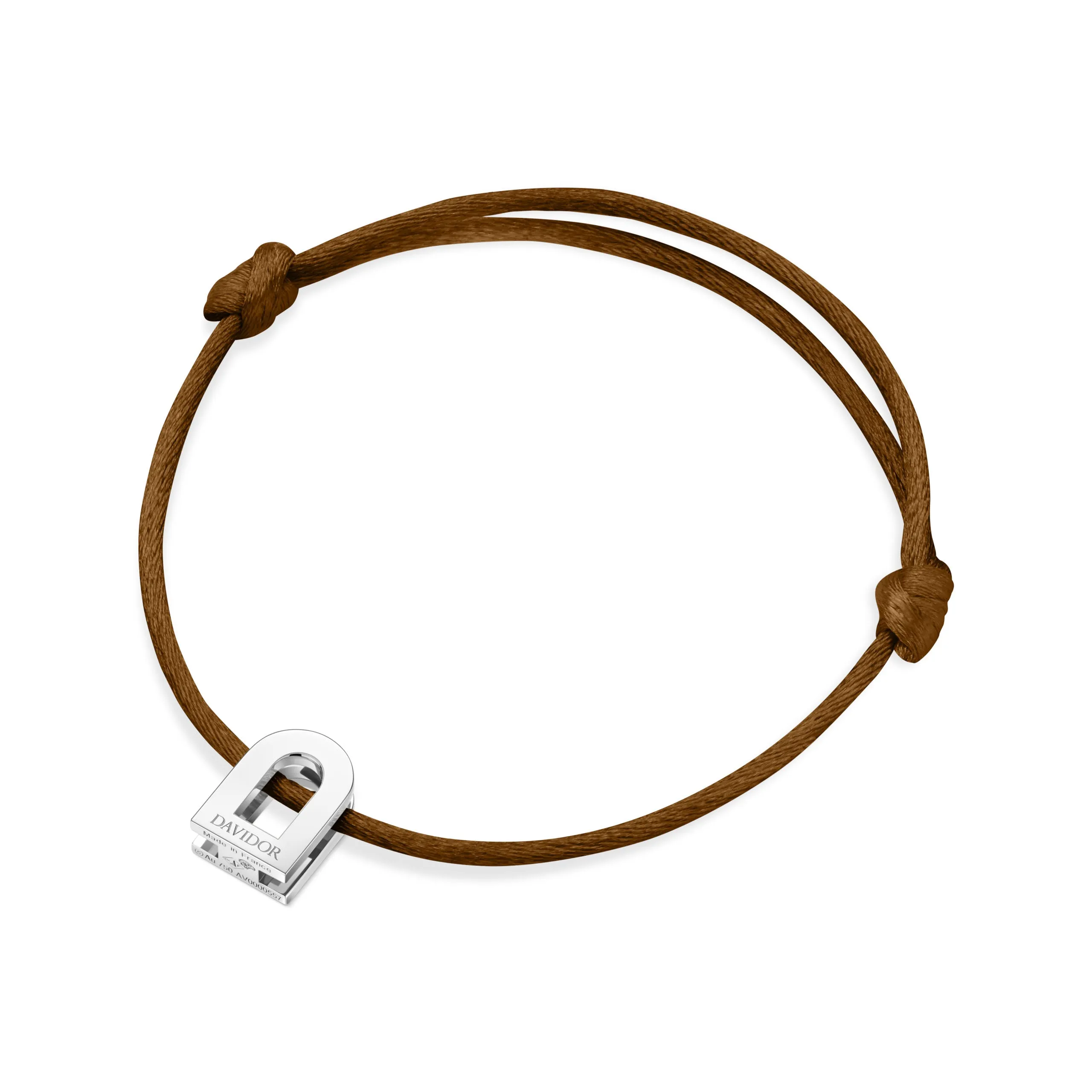 L'Arc Voyage Charm PM 18k White Gold Silk Cord Bracelet
