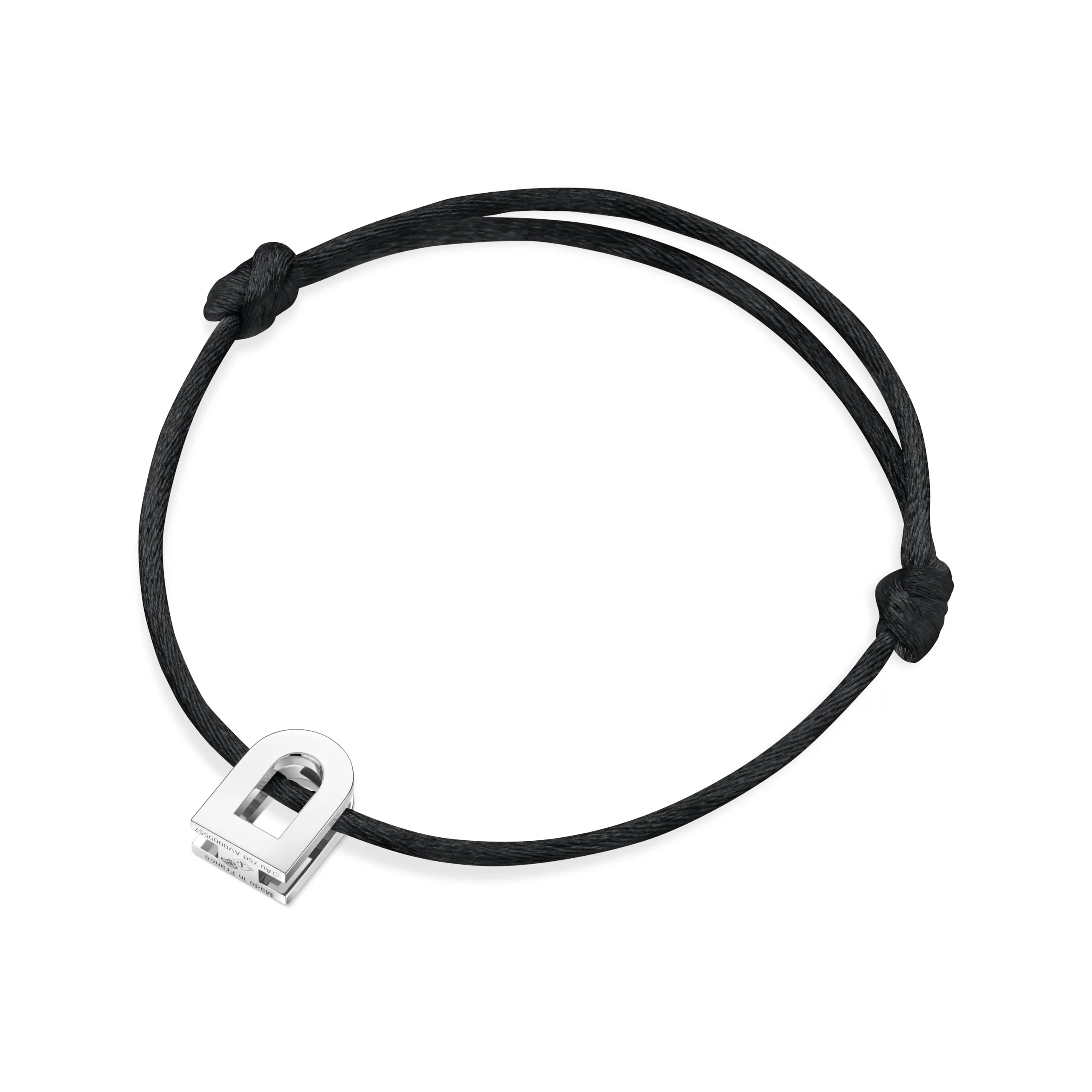 L'Arc Voyage Charm PM 18k White Gold Silk Cord Bracelet