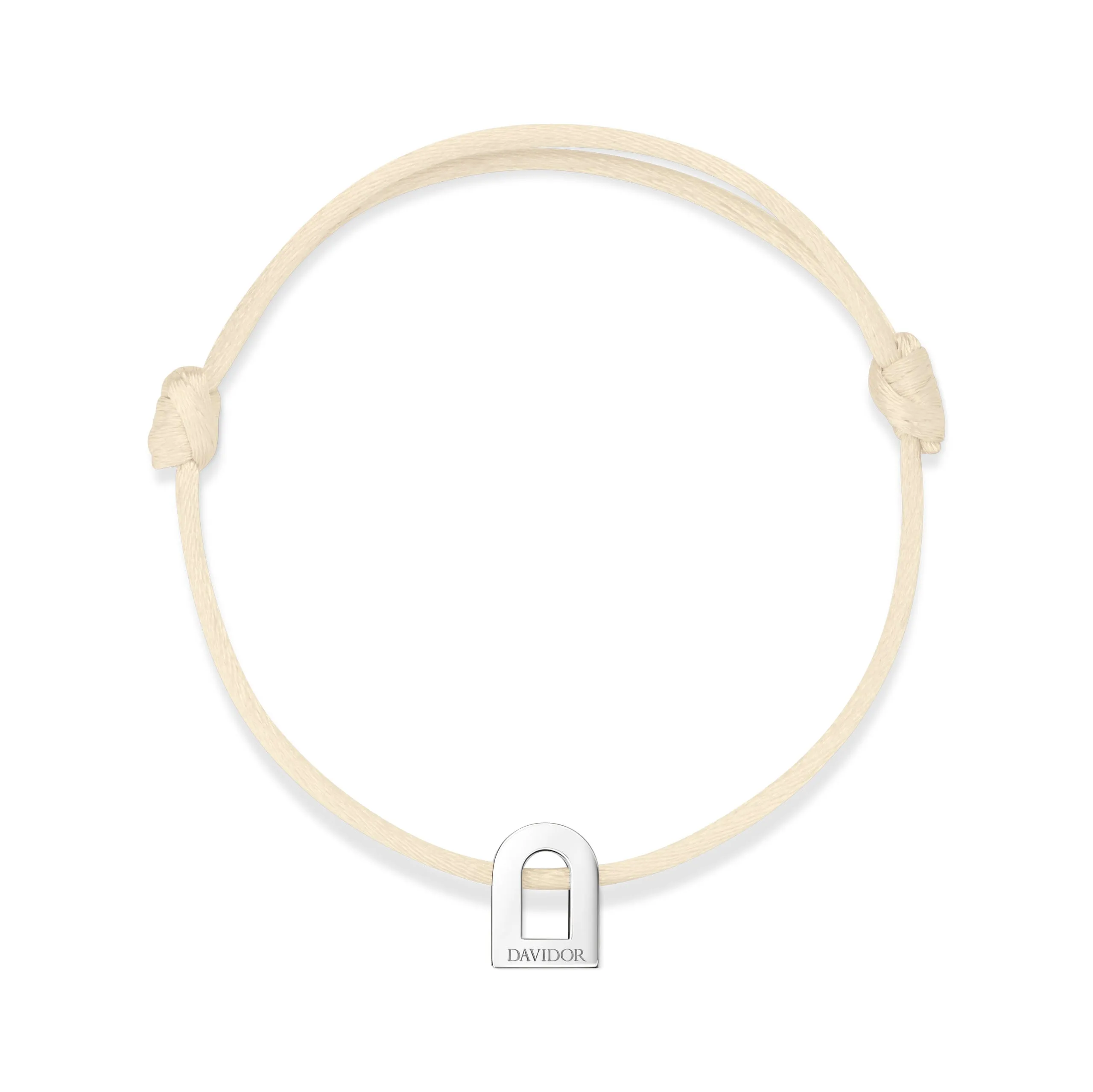 L'Arc Voyage Charm PM 18k White Gold Silk Cord Bracelet