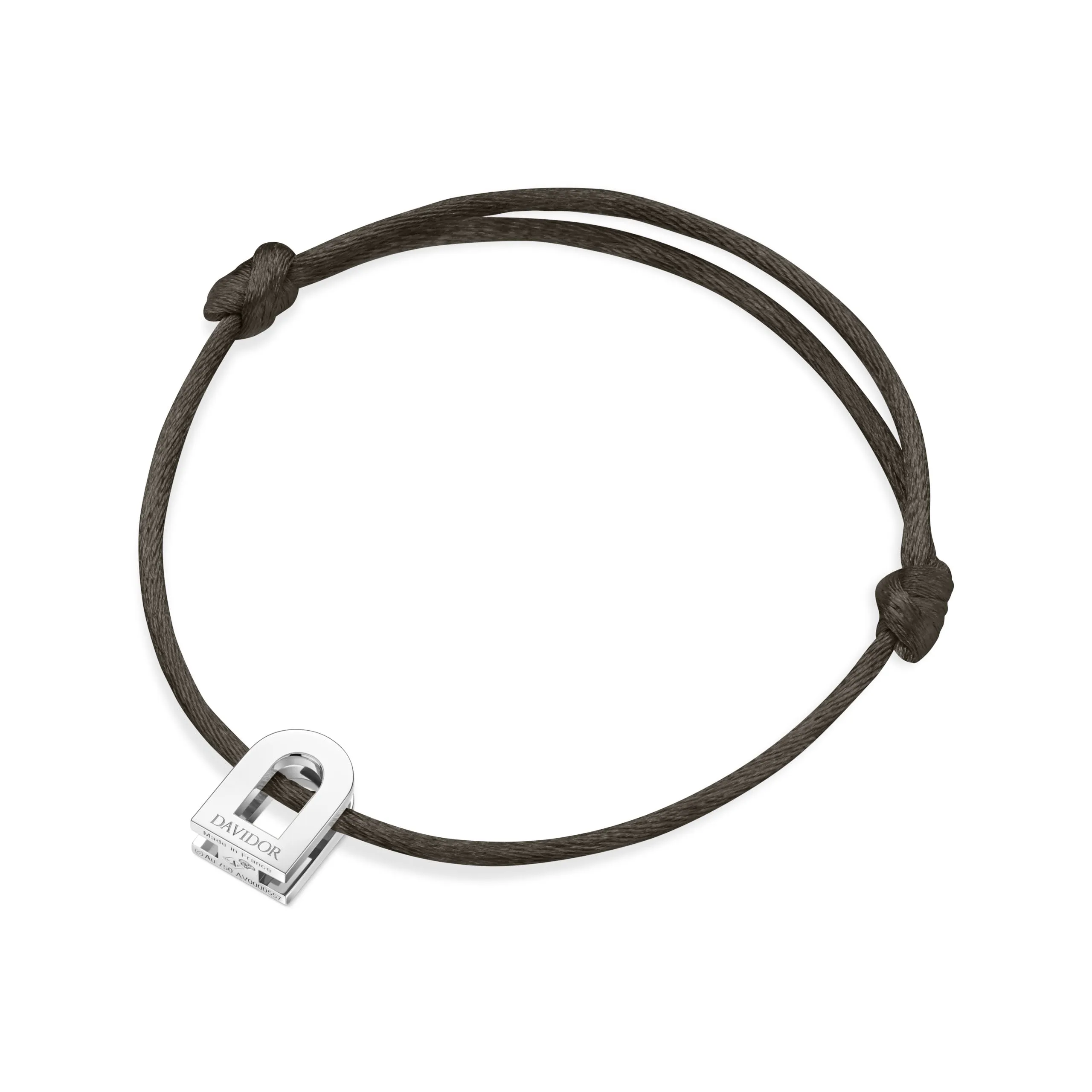 L'Arc Voyage Charm PM 18k White Gold Silk Cord Bracelet