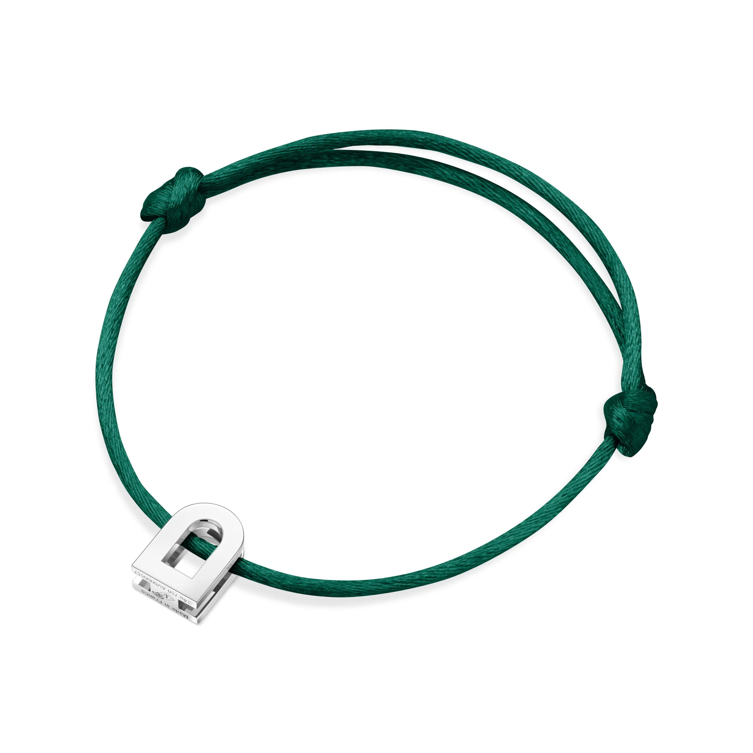 L'Arc Voyage Charm PM 18k White Gold Silk Cord Bracelet