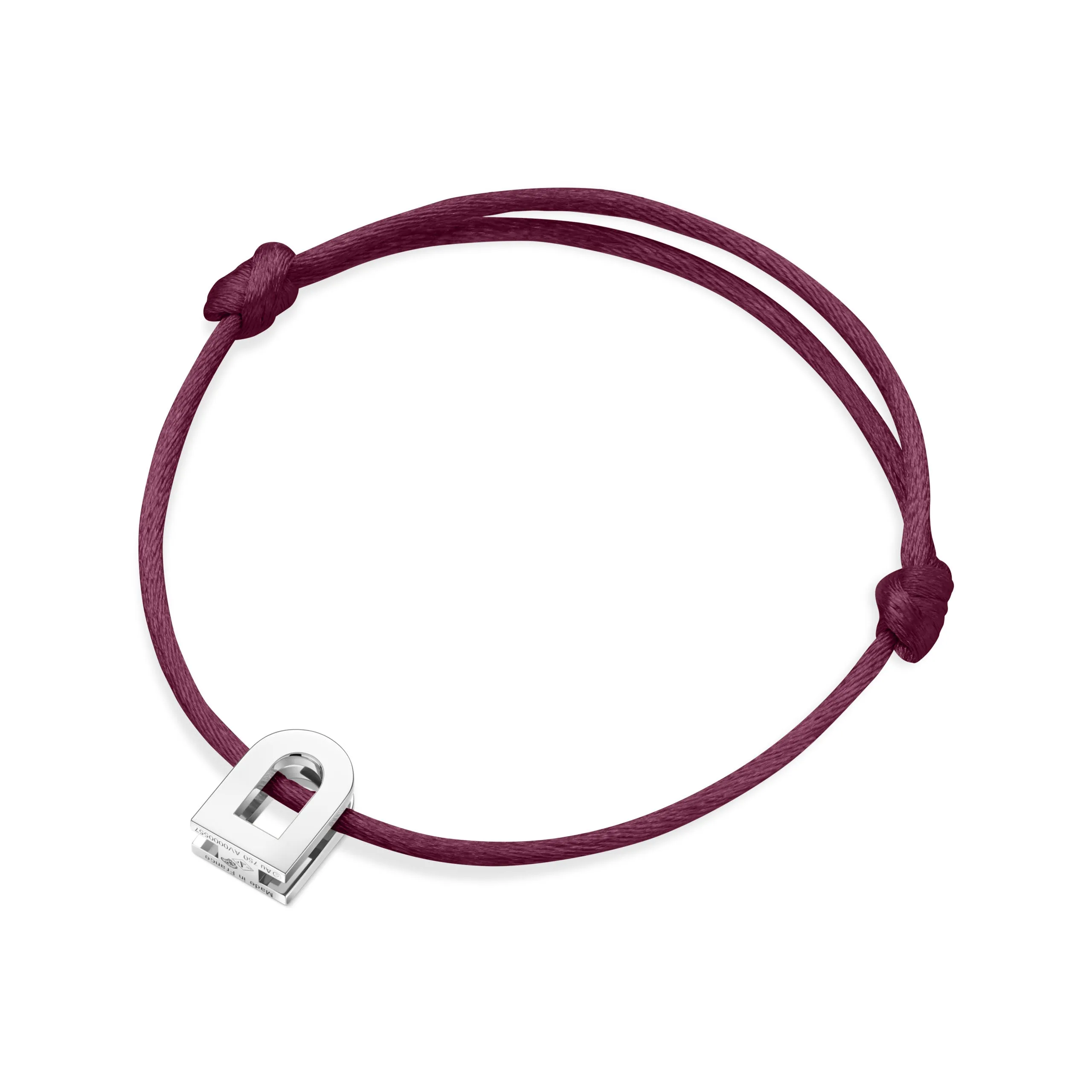 L'Arc Voyage Charm PM 18k White Gold Silk Cord Bracelet