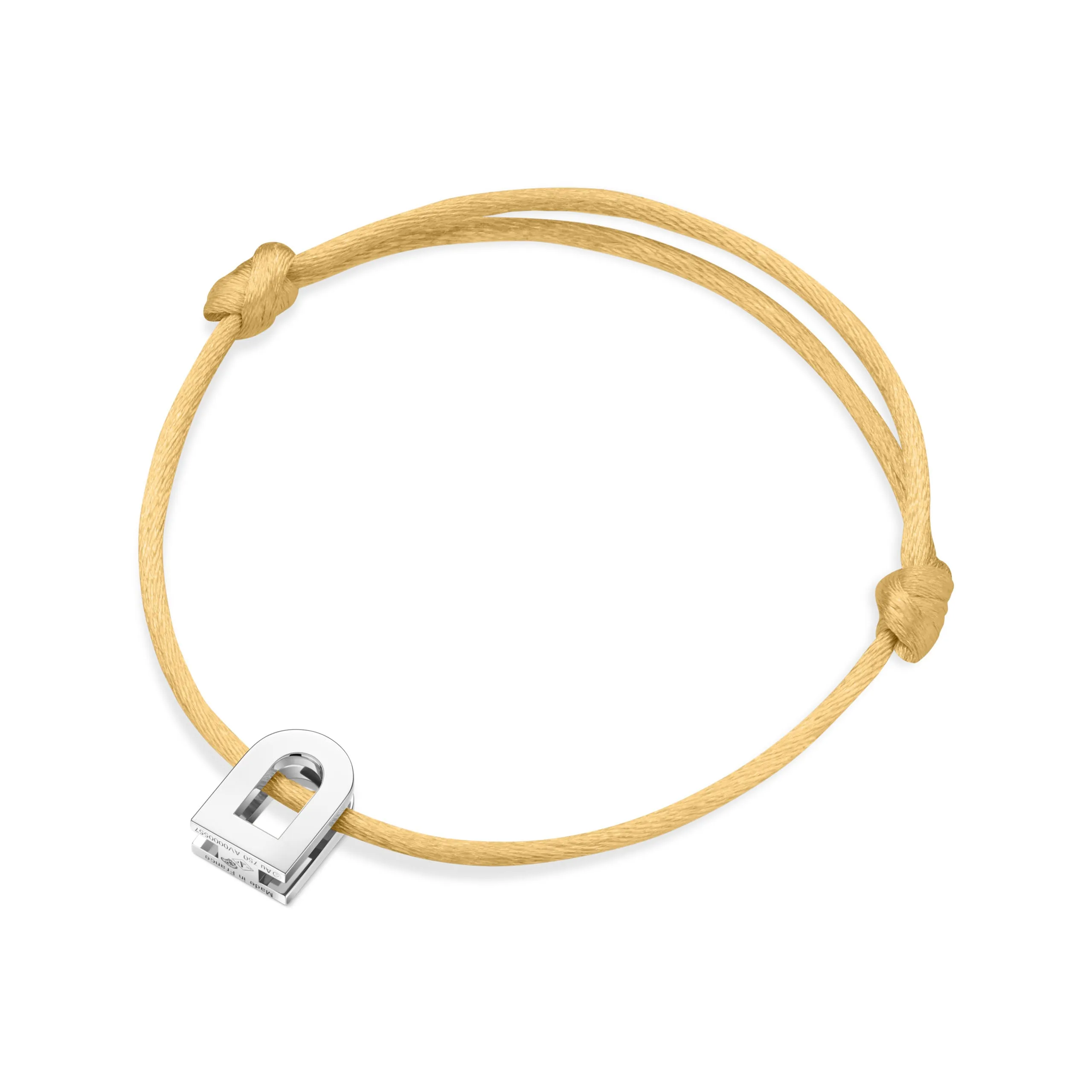 L'Arc Voyage Charm PM 18k White Gold Silk Cord Bracelet