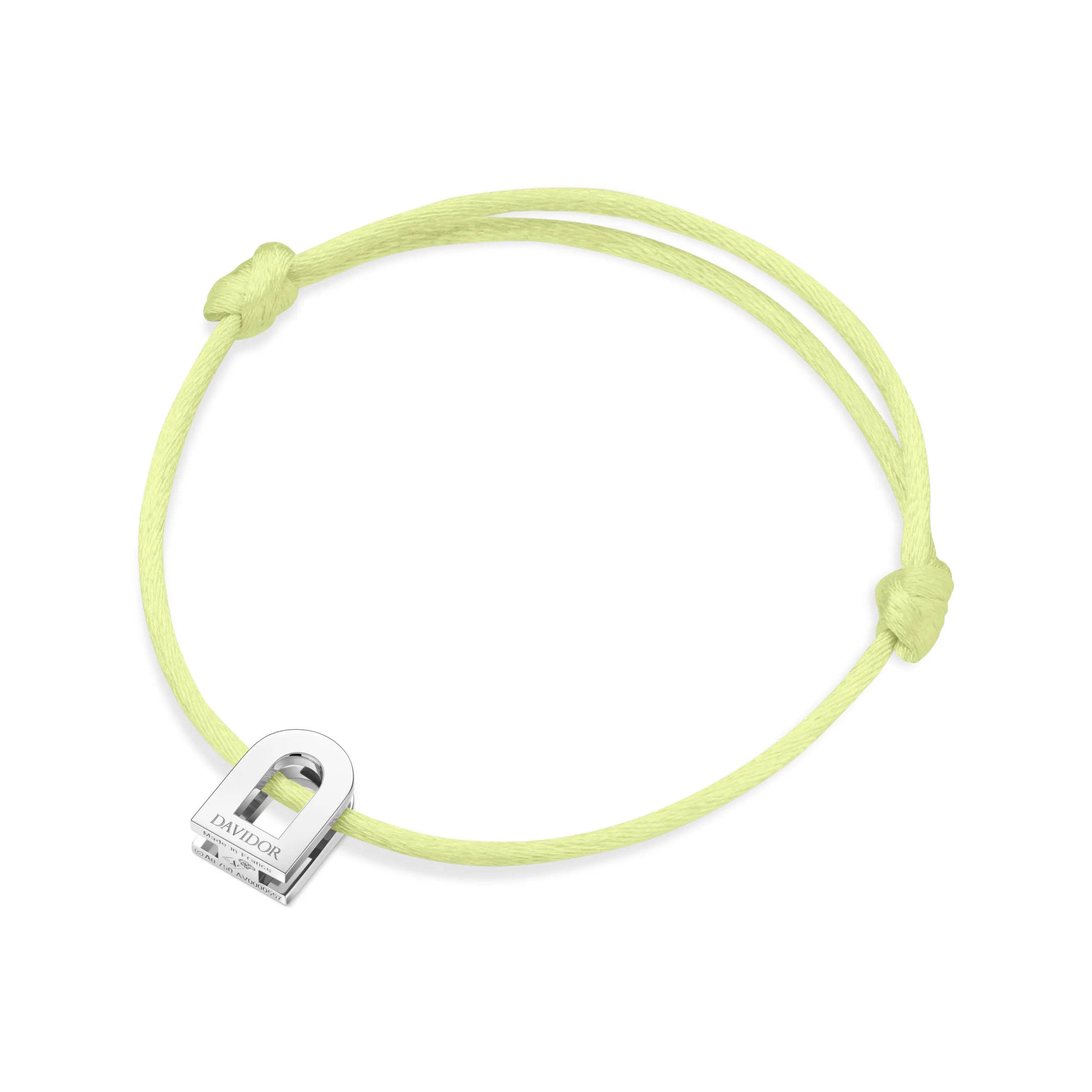 L'Arc Voyage Charm PM 18k White Gold Silk Cord Bracelet
