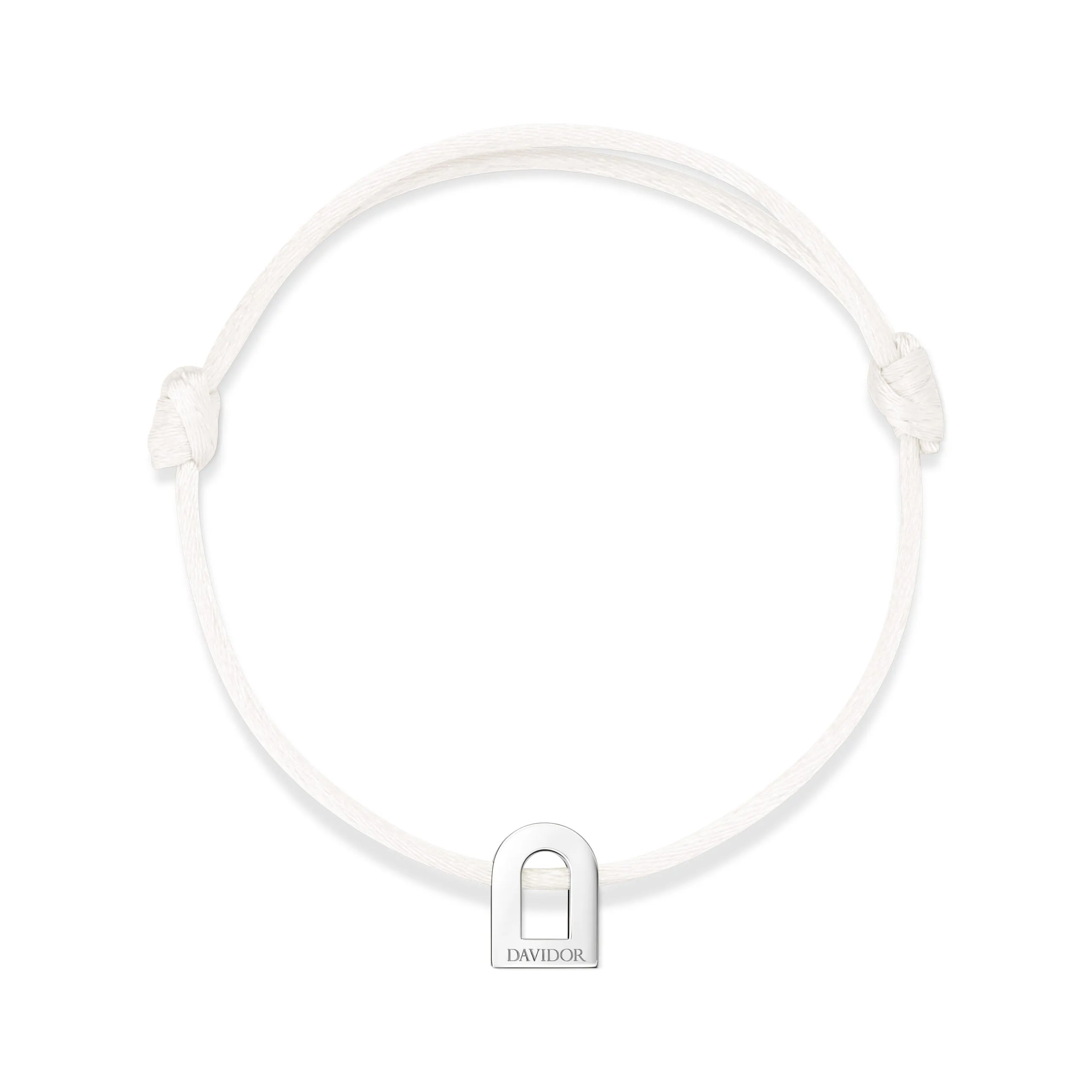 L'Arc Voyage Charm PM 18k White Gold Silk Cord Bracelet