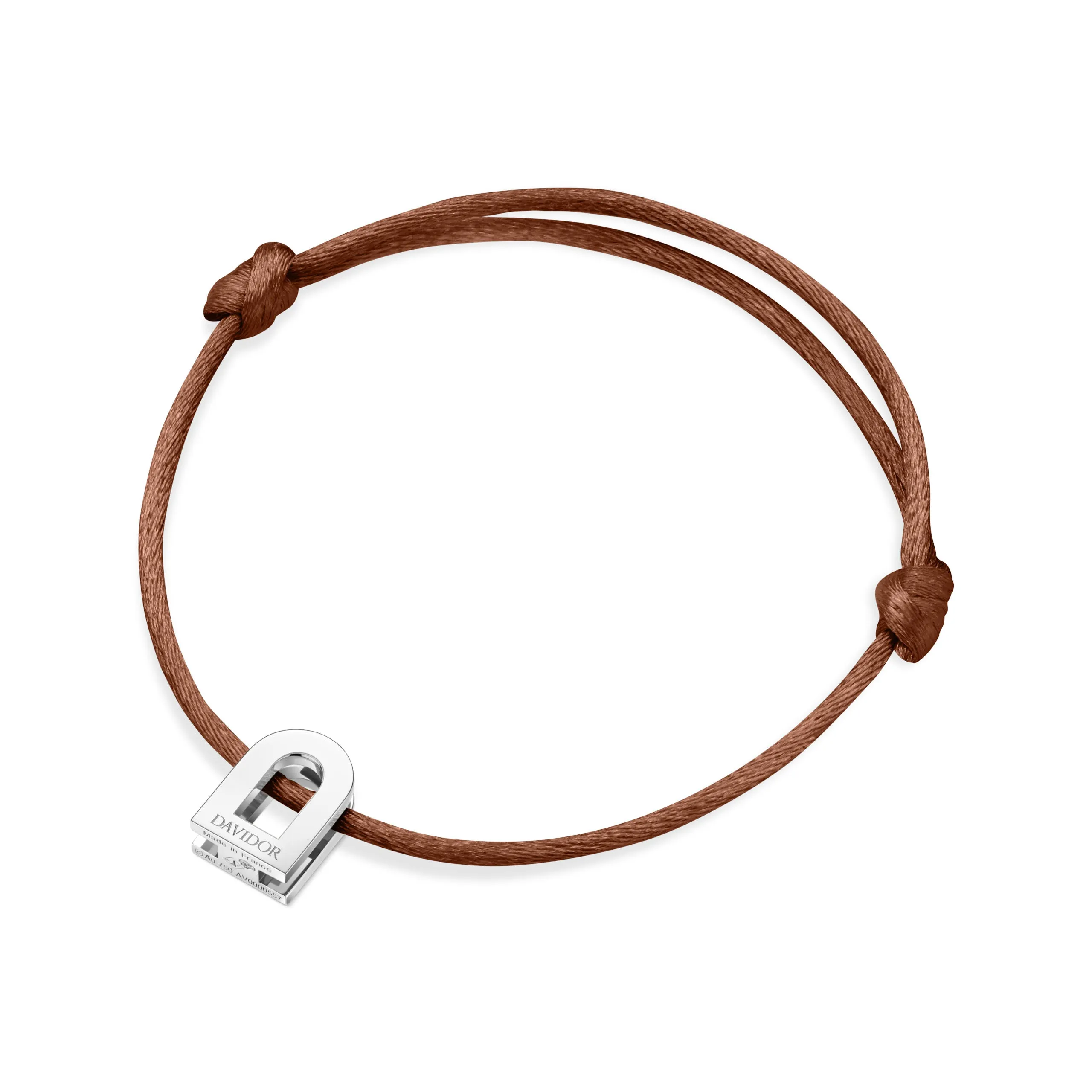 L'Arc Voyage Charm PM 18k White Gold Silk Cord Bracelet