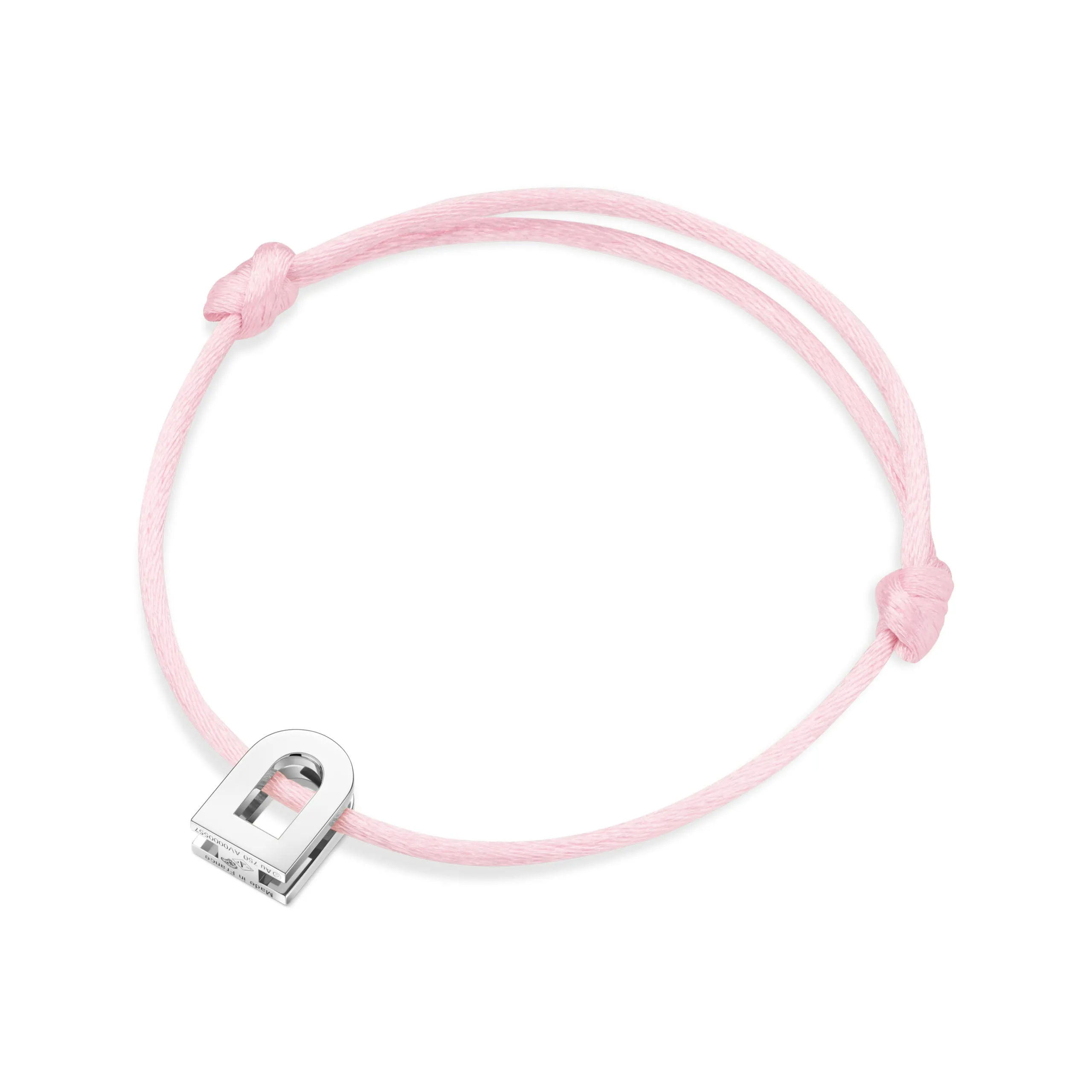 L'Arc Voyage Charm PM 18k White Gold Silk Cord Bracelet