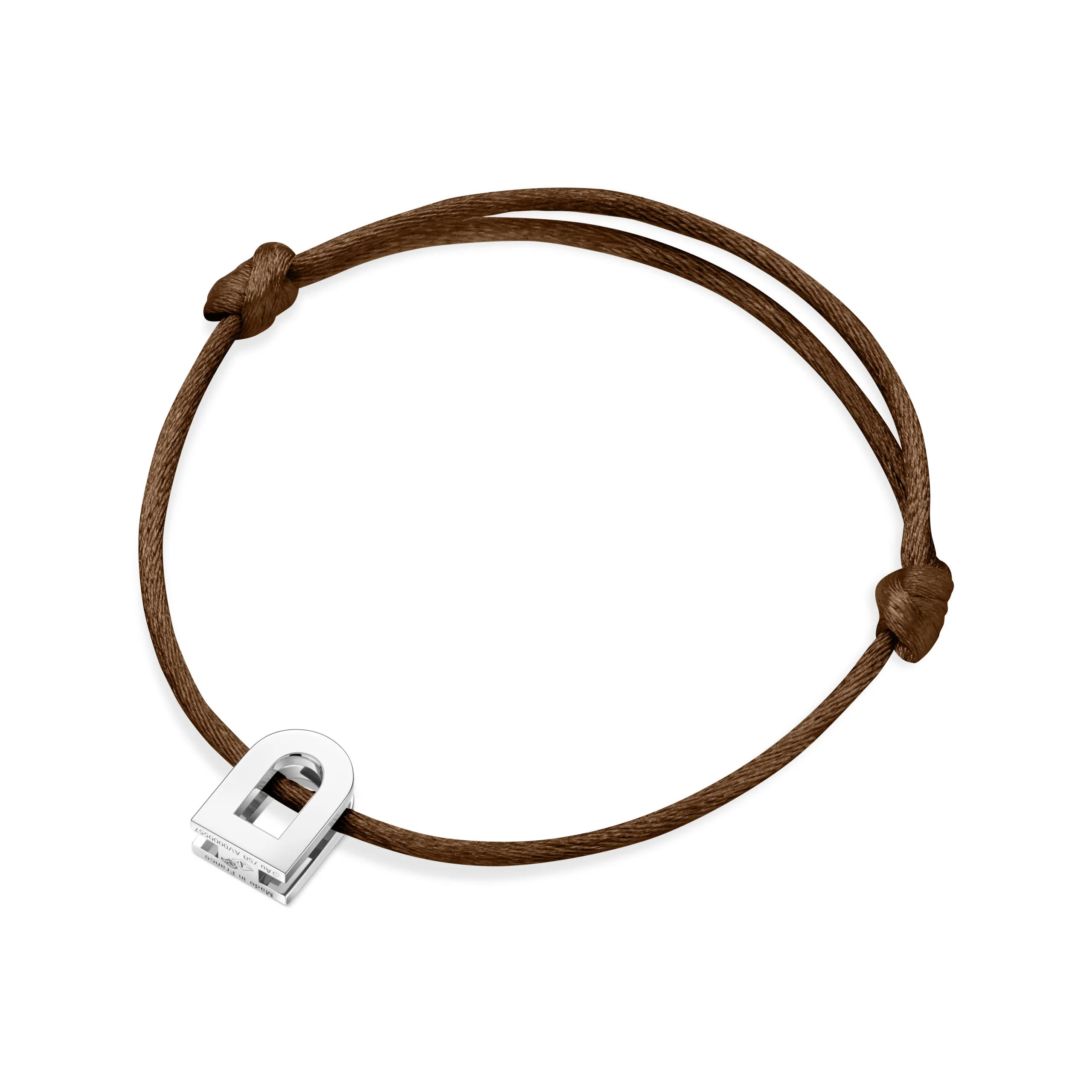 L'Arc Voyage Charm PM 18k White Gold Silk Cord Bracelet