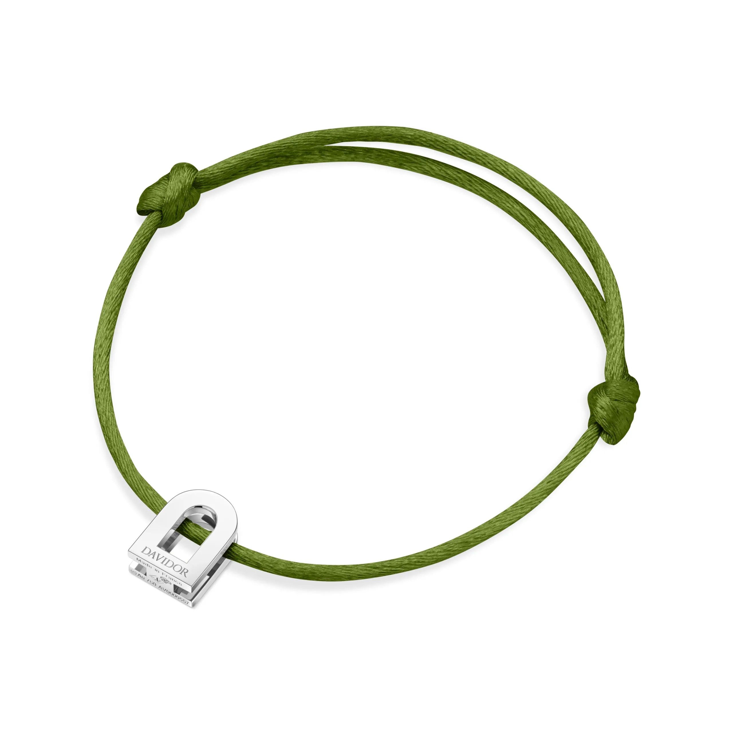 L'Arc Voyage Charm PM 18k White Gold Silk Cord Bracelet