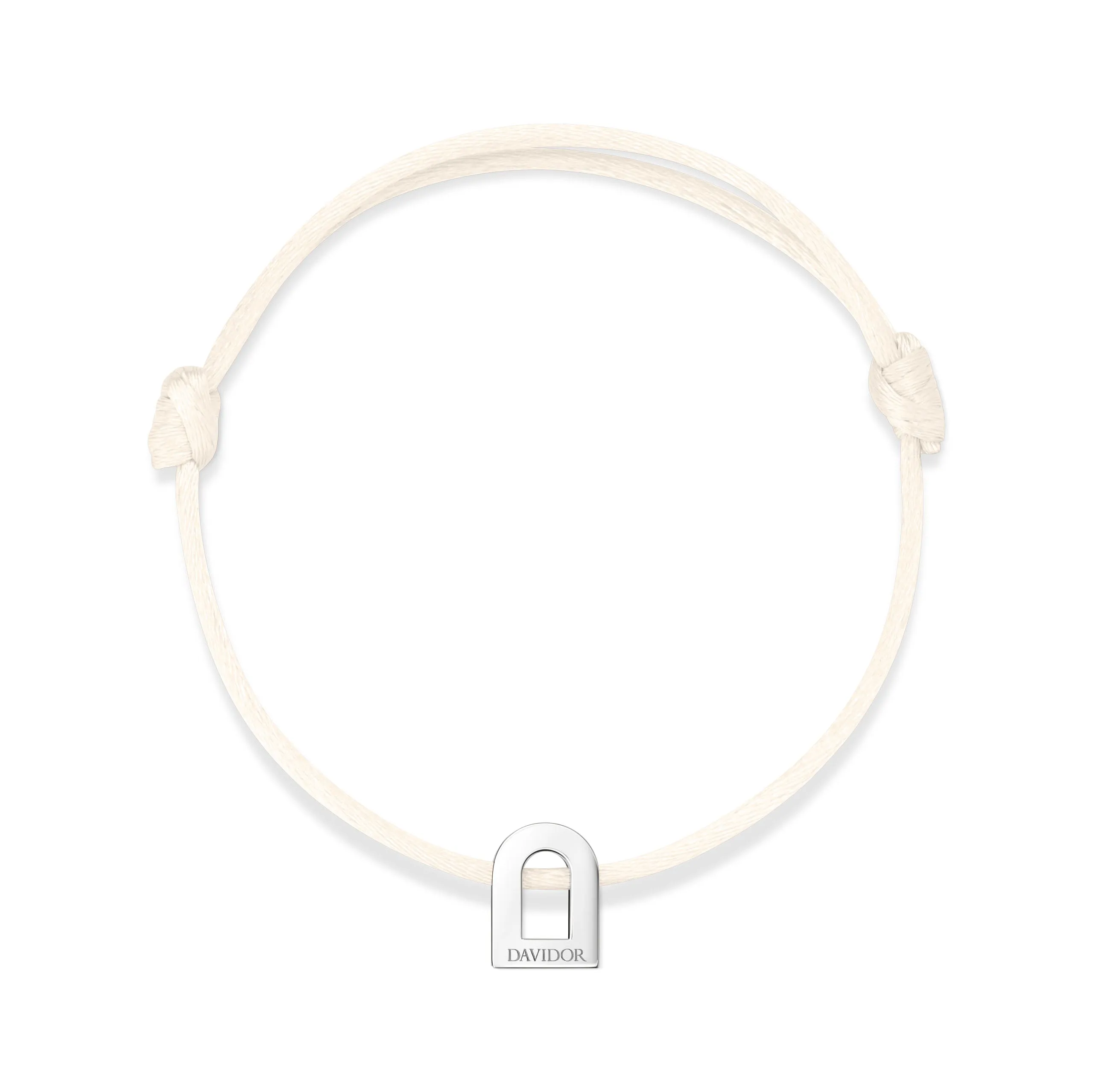 L'Arc Voyage Charm PM 18k White Gold Silk Cord Bracelet