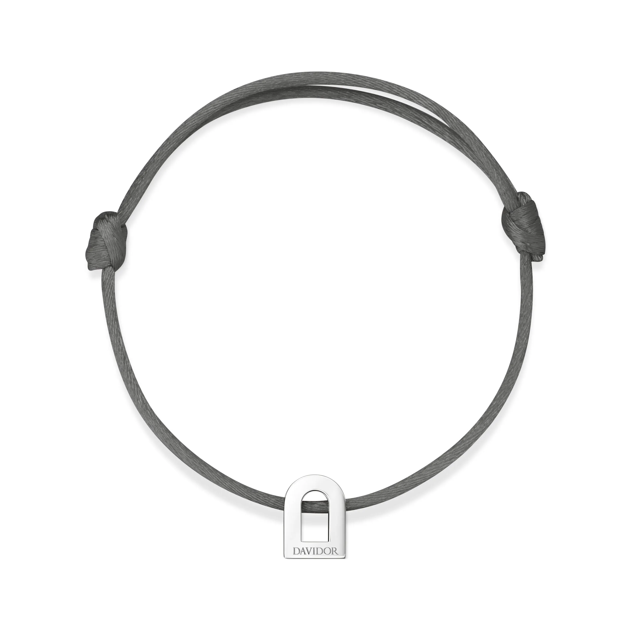 L'Arc Voyage Charm PM 18k White Gold Silk Cord Bracelet