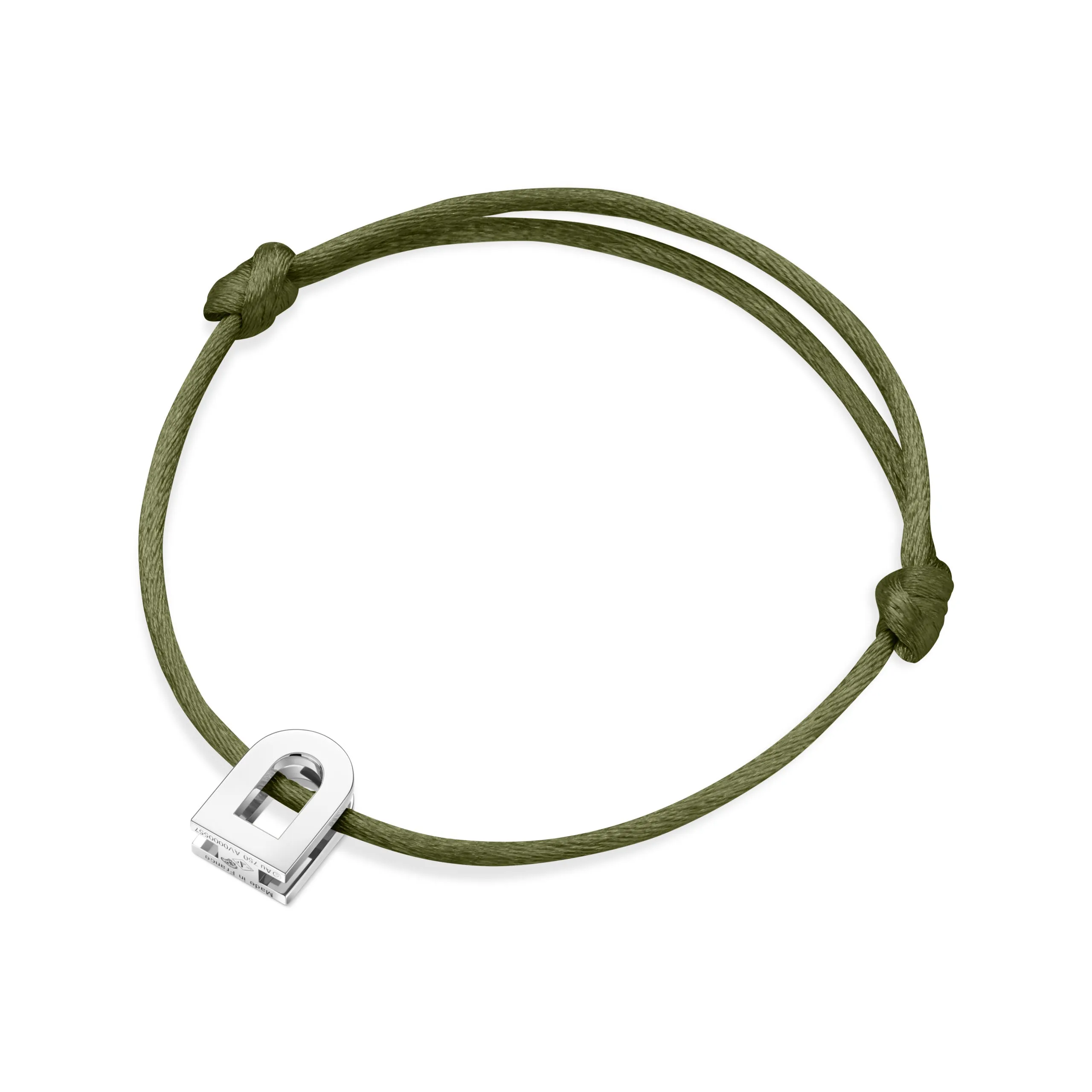 L'Arc Voyage Charm PM 18k White Gold Silk Cord Bracelet