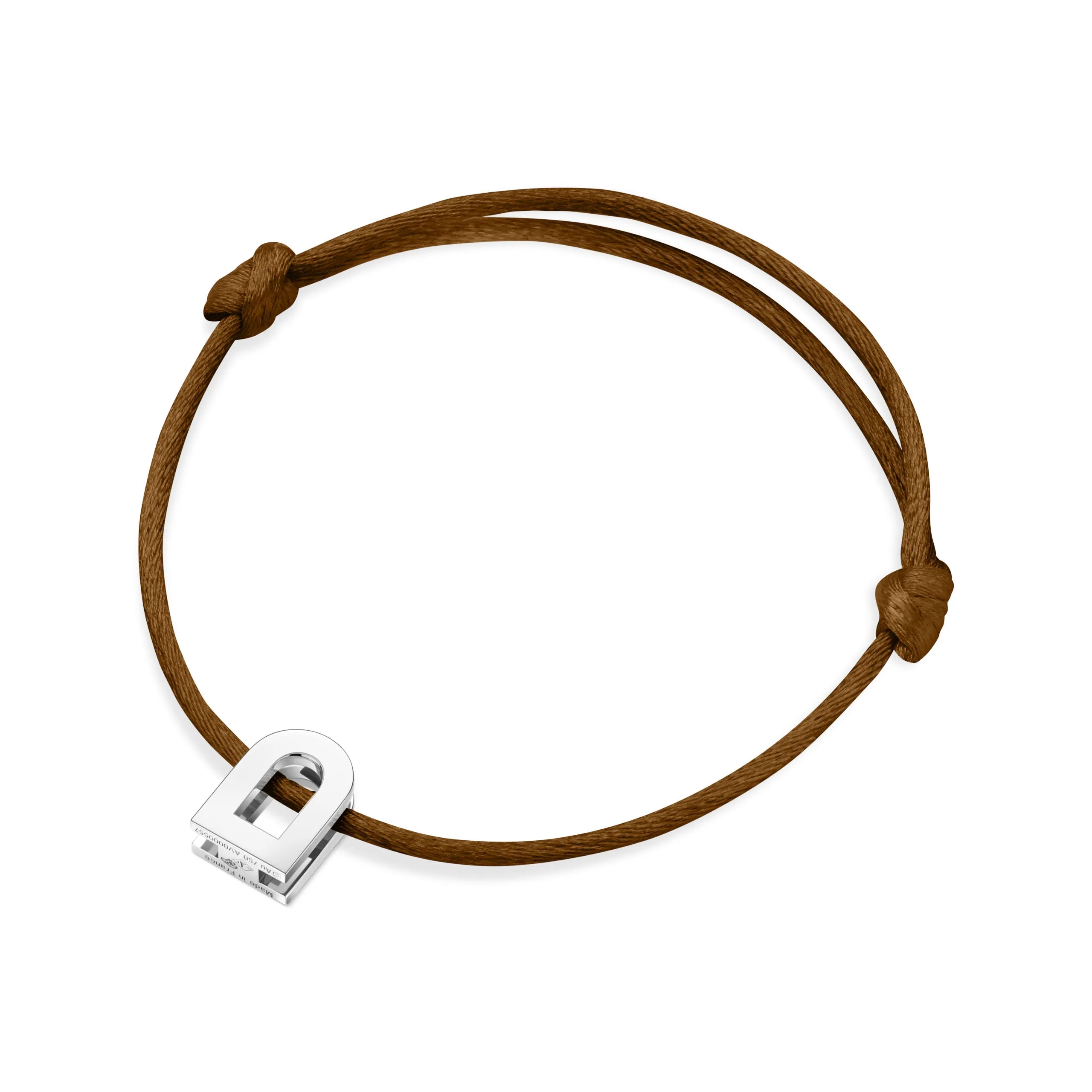 L'Arc Voyage Charm PM 18k White Gold Silk Cord Bracelet