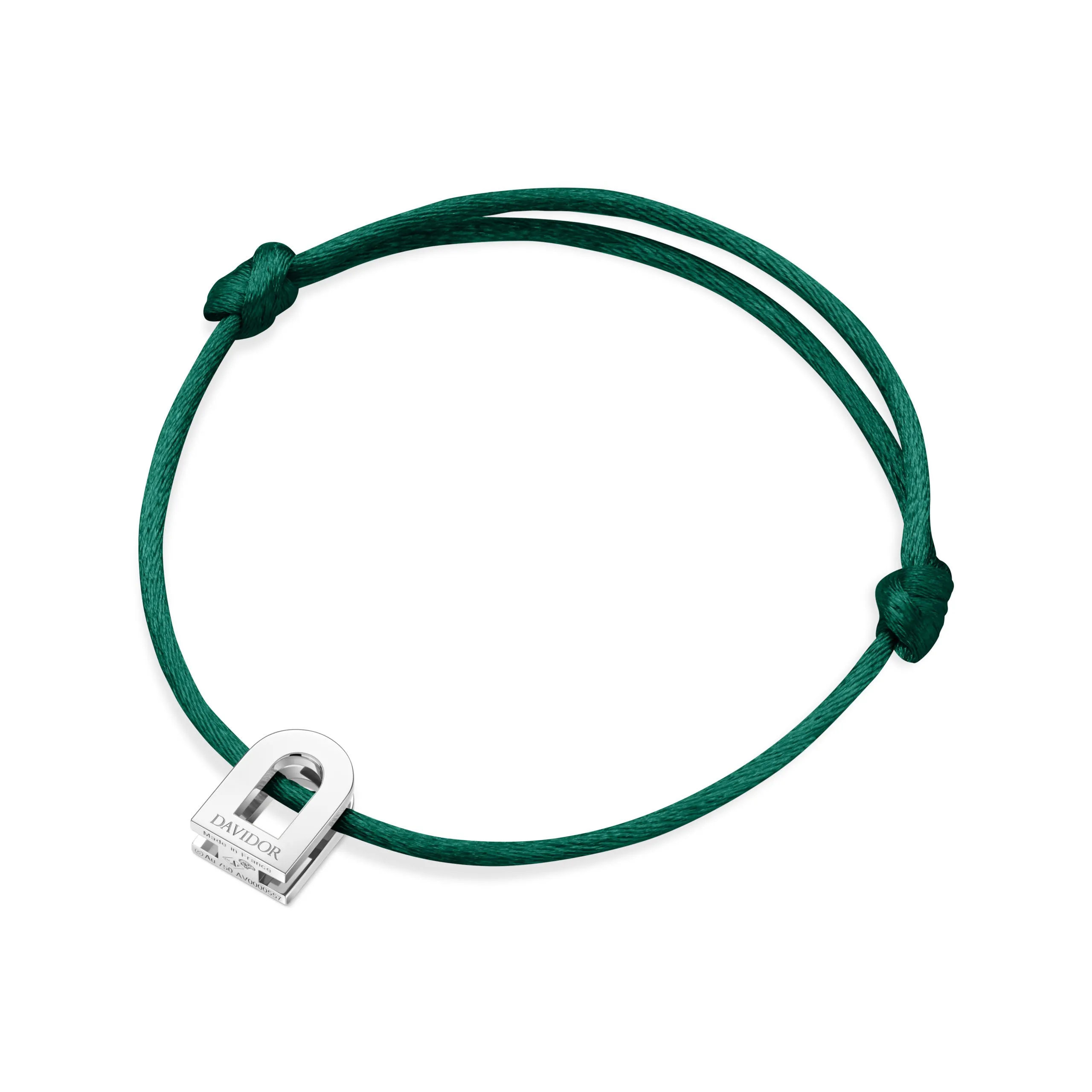 L'Arc Voyage Charm PM 18k White Gold Silk Cord Bracelet