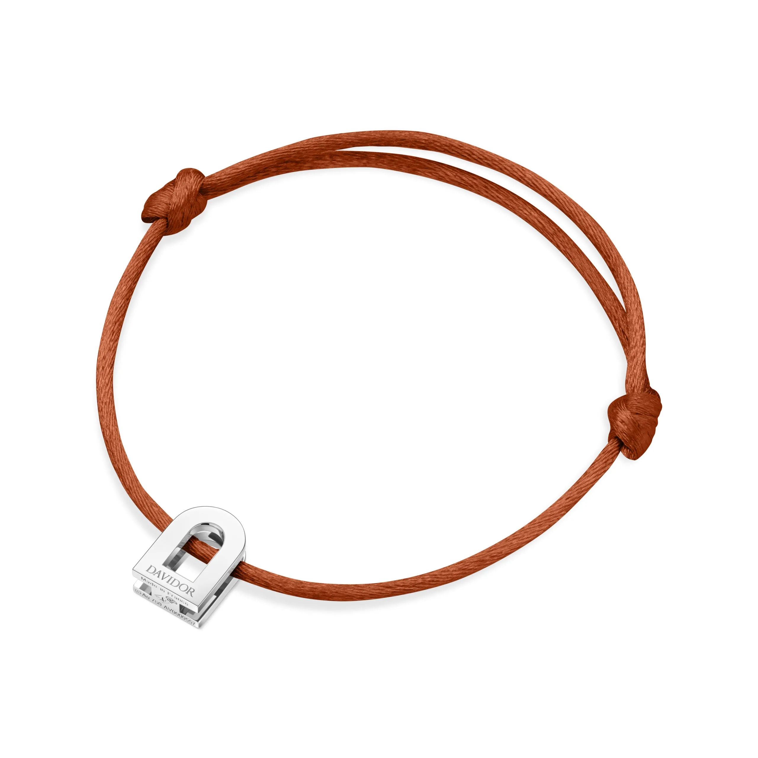L'Arc Voyage Charm PM 18k White Gold Silk Cord Bracelet
