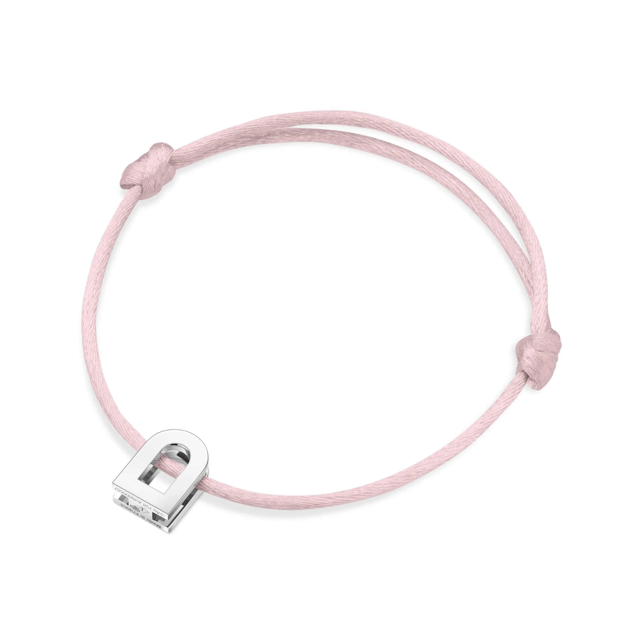 L'Arc Voyage Charm PM 18k White Gold Silk Cord Bracelet