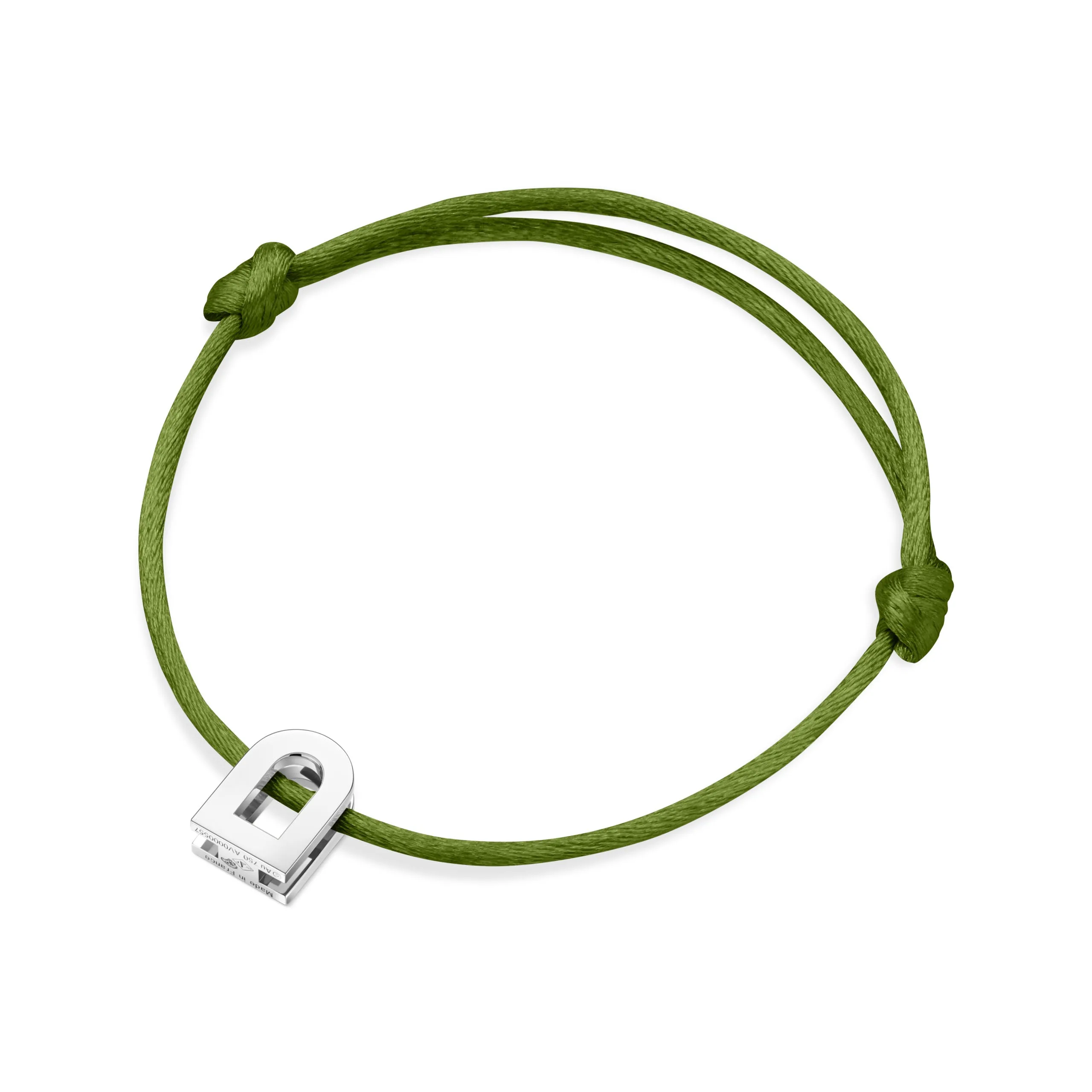 L'Arc Voyage Charm PM 18k White Gold Silk Cord Bracelet