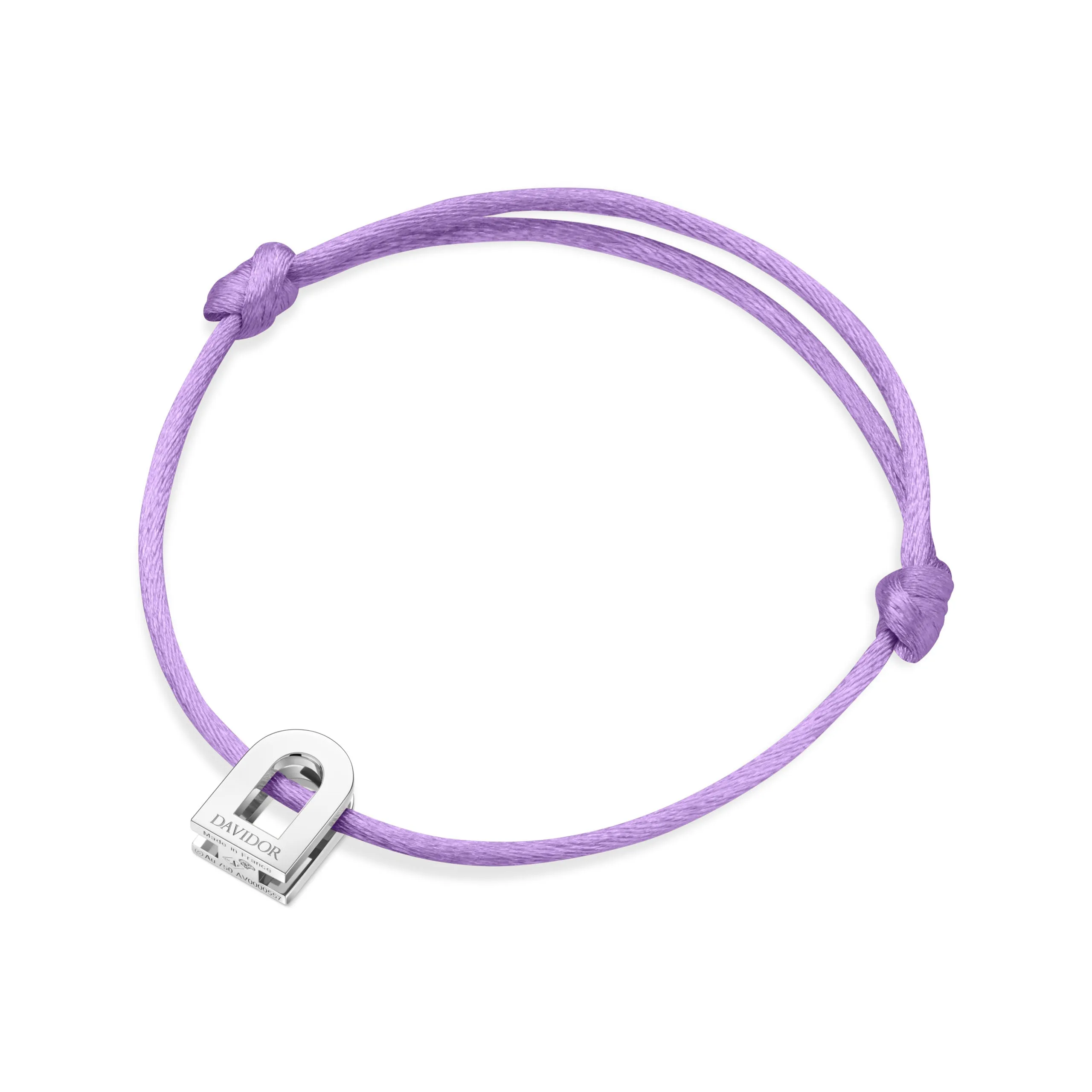 L'Arc Voyage Charm PM 18k White Gold Silk Cord Bracelet