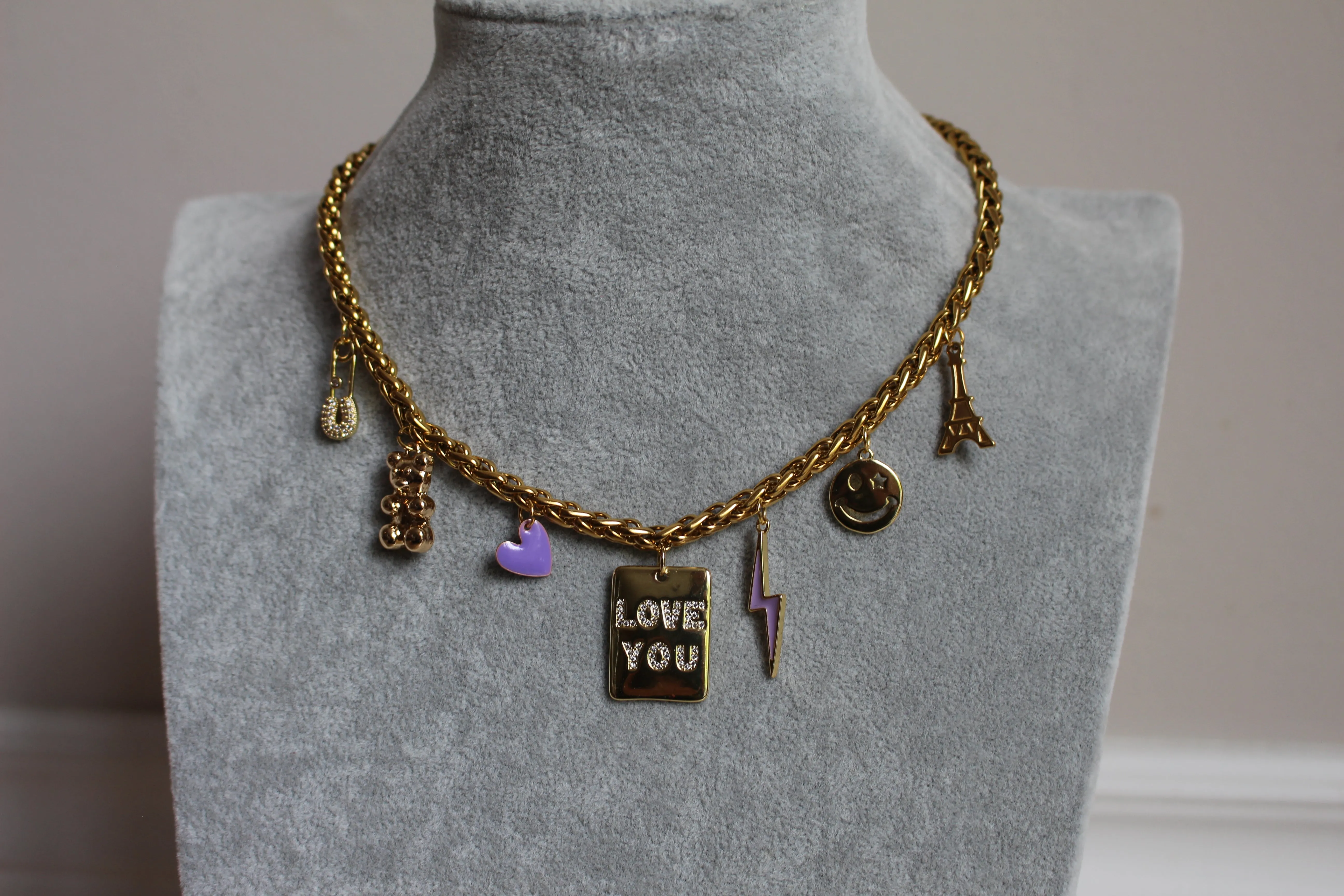 Large LOVE YOU dog tag Charm