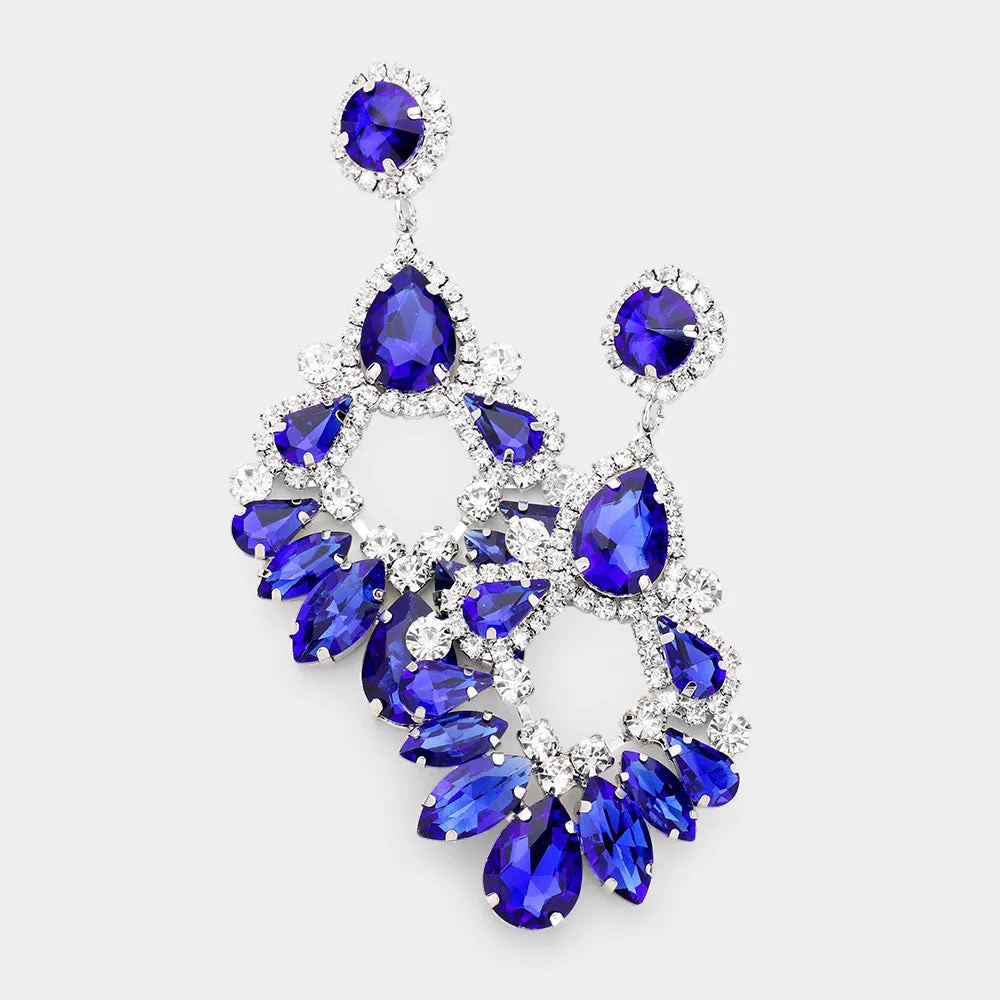 Large Sapphire Crystal Teardrop Chandelier Earrings  | 459593