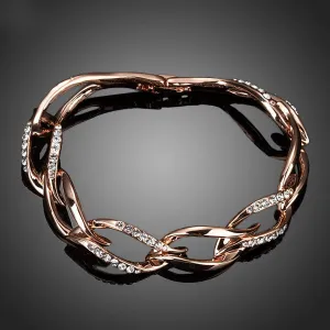 Latest Design Rose Gold Plated Clear Stellux Austrian Crystal 8 Leaves Connected Bracelet