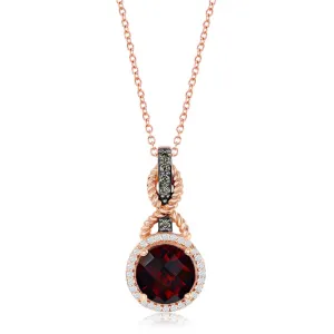 Le Vian Chocolatier Round Cut Pomegranate Garnet Halo Chocolate Diamond Pendant