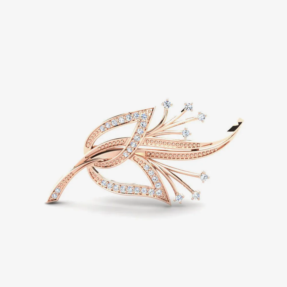 Leafy Brooch - Ruby & Diamonds