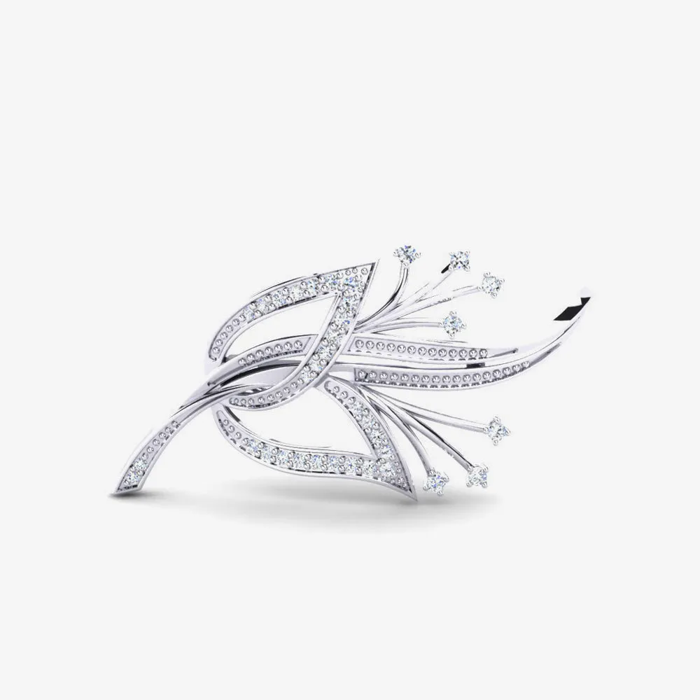 Leafy Brooch - Ruby & Diamonds