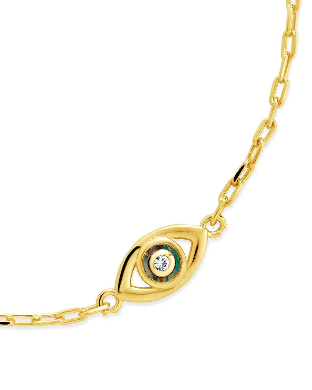Leidy CZ & Mother of Pearl Evil Eye Station Bracelet