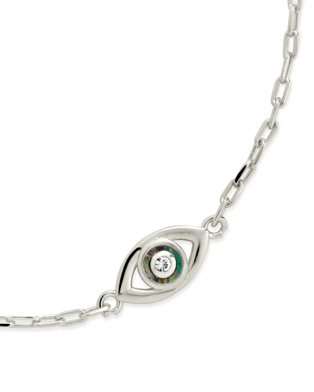 Leidy CZ & Mother of Pearl Evil Eye Station Bracelet