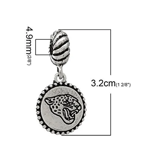 Leopard Carved on Charm Beads for Most European Snake Chain Bracelet