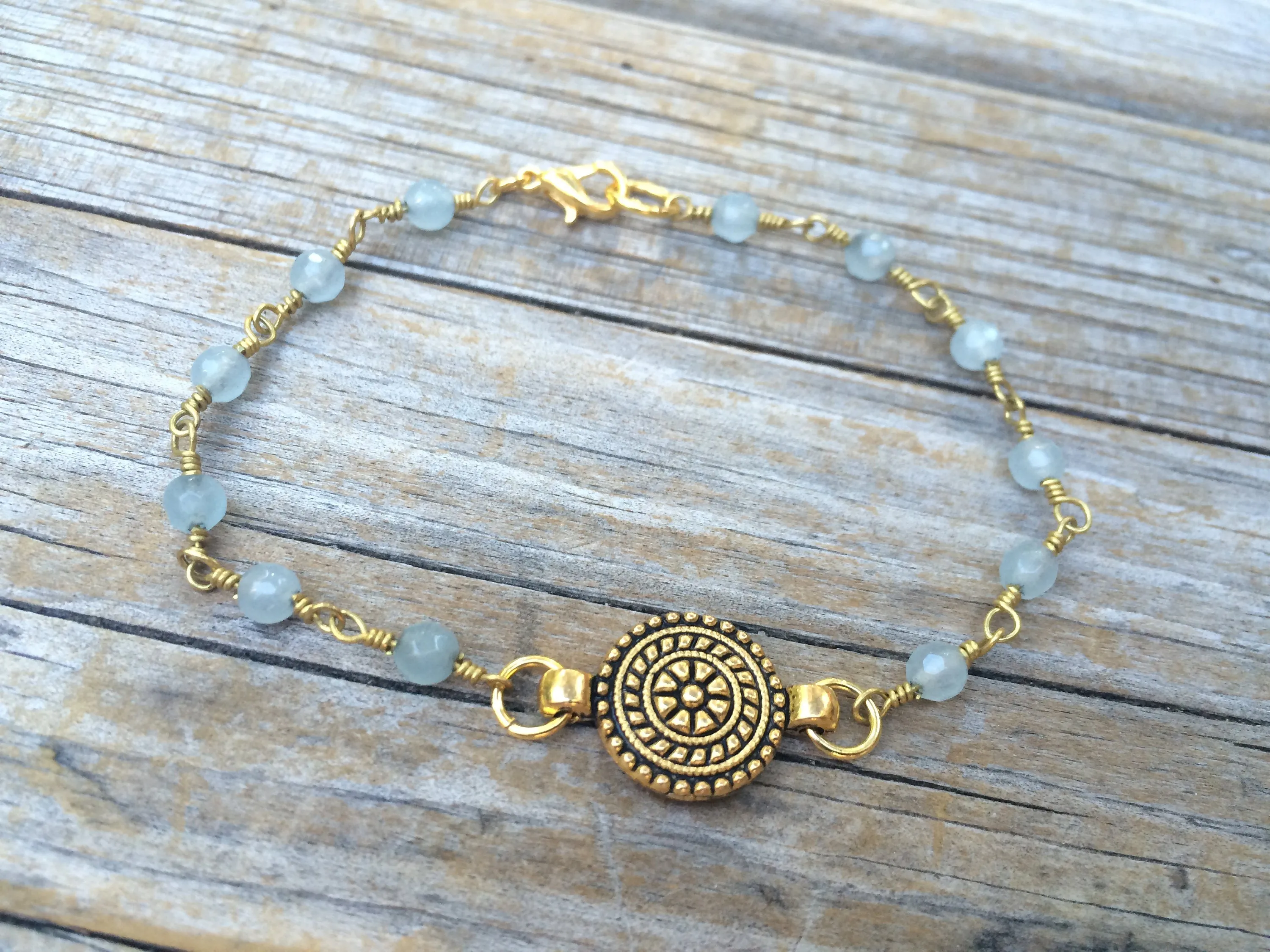 Light Blue Beaded Boho Bracelet