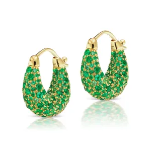 Limited Edition Emerald or Blue Sapphire Sugar Dipped Hoop Earrings