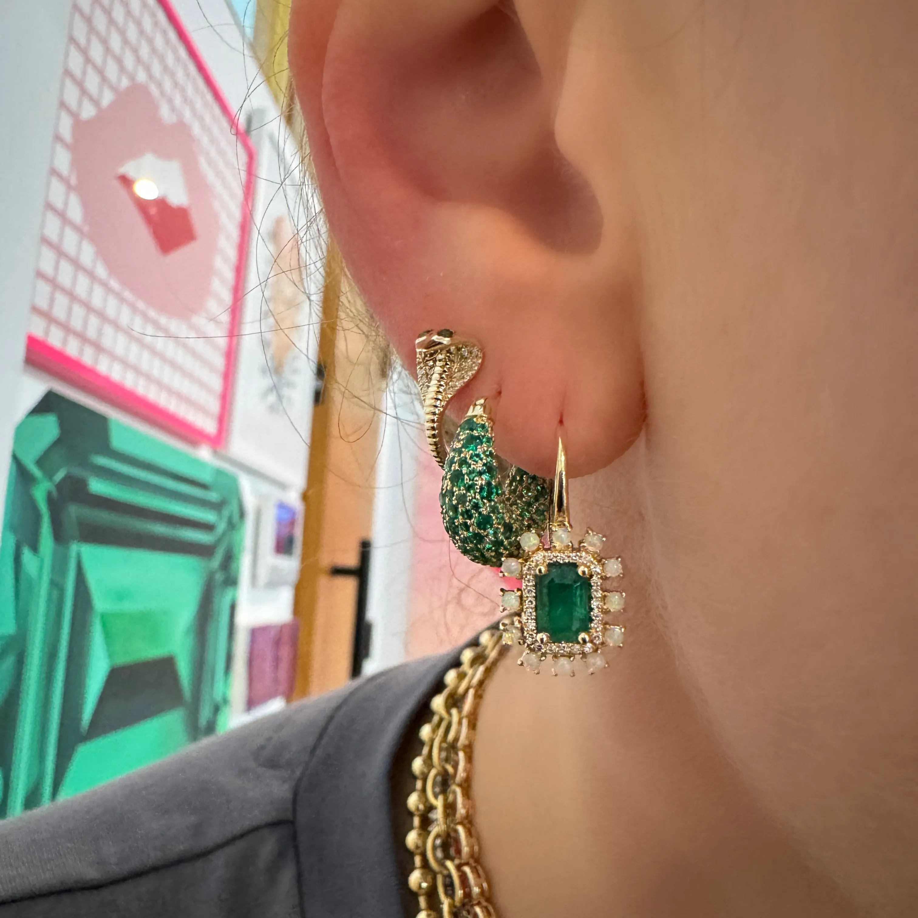 Limited Edition Emerald or Blue Sapphire Sugar Dipped Hoop Earrings