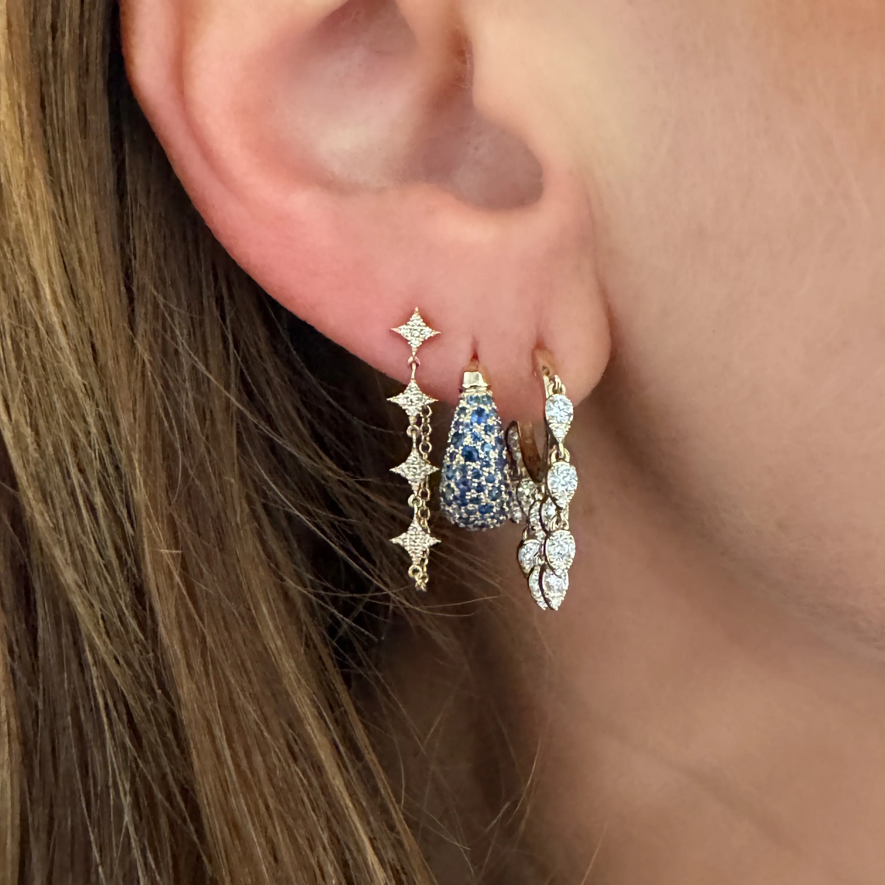 Limited Edition Emerald or Blue Sapphire Sugar Dipped Hoop Earrings