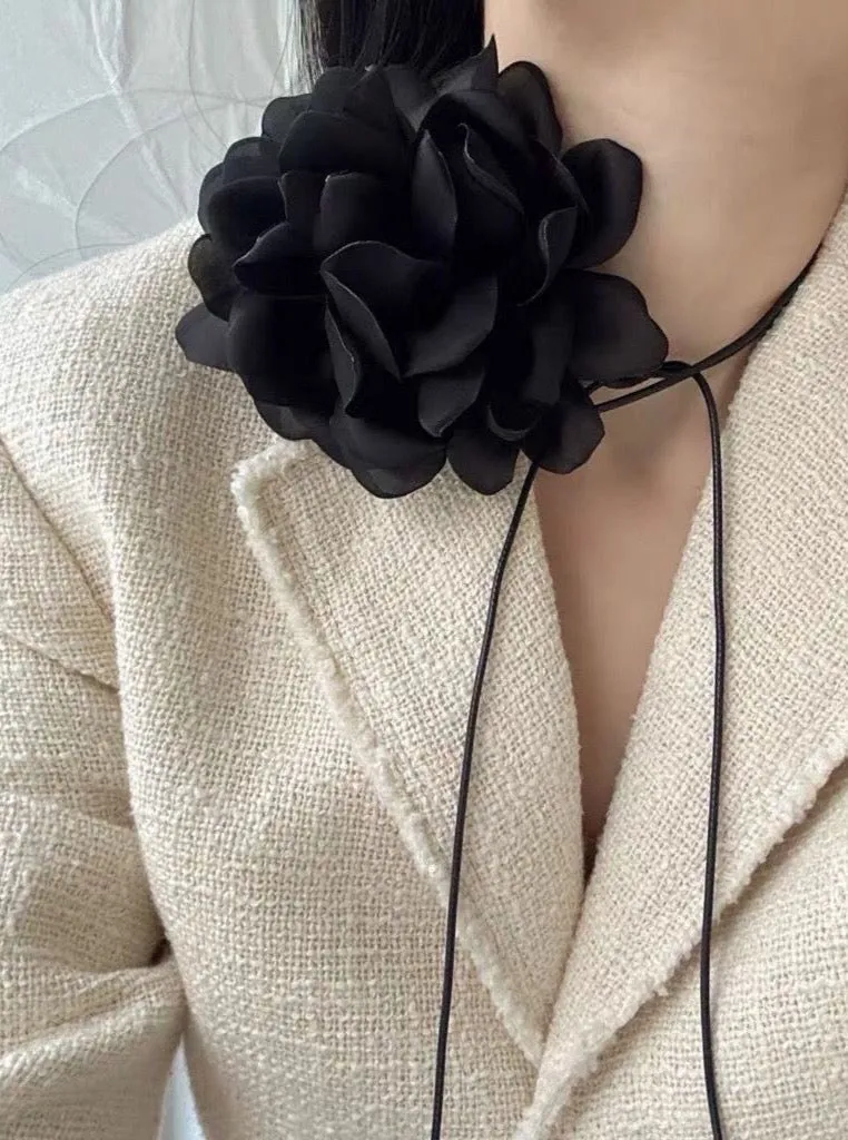 Linea Big Flower Corsage Chocker Necklaces - 4 Colors