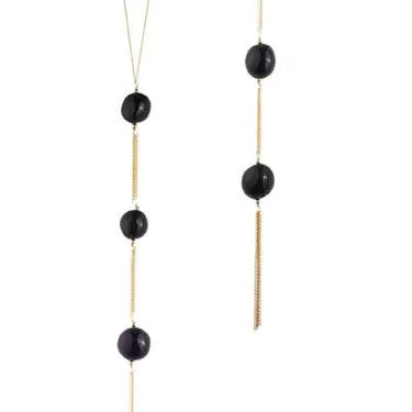 long tassel necklace - tigersEye or garnet
