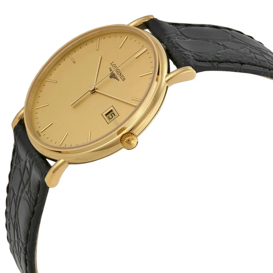 Longines La Grande Classique Champagne Dial 18kt Yellow Gold Black Alligator Leather Men's Watch L47436322 L4.743.6.32.2