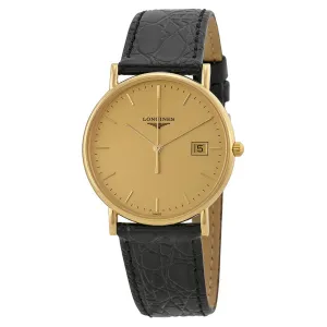 Longines La Grande Classique Champagne Dial 18kt Yellow Gold Black Alligator Leather Men's Watch L47436322 L4.743.6.32.2
