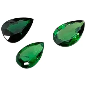 Loose Tsavorite Garnet Lot, 3 Pear Cut Necklace Gemstones, 2.48 Carat Total