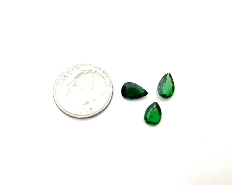 Loose Tsavorite Garnet Lot, 3 Pear Cut Necklace Gemstones, 2.48 Carat Total