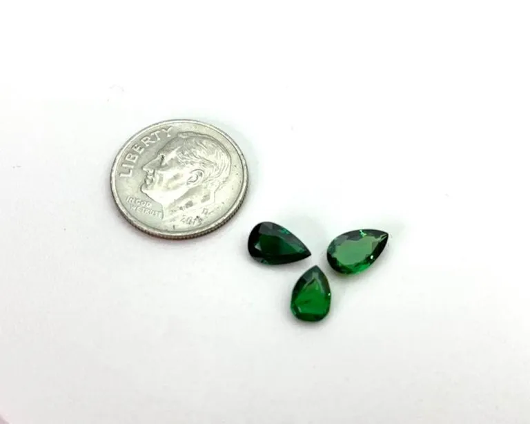 Loose Tsavorite Garnet Lot, 3 Pear Cut Necklace Gemstones, 2.48 Carat Total