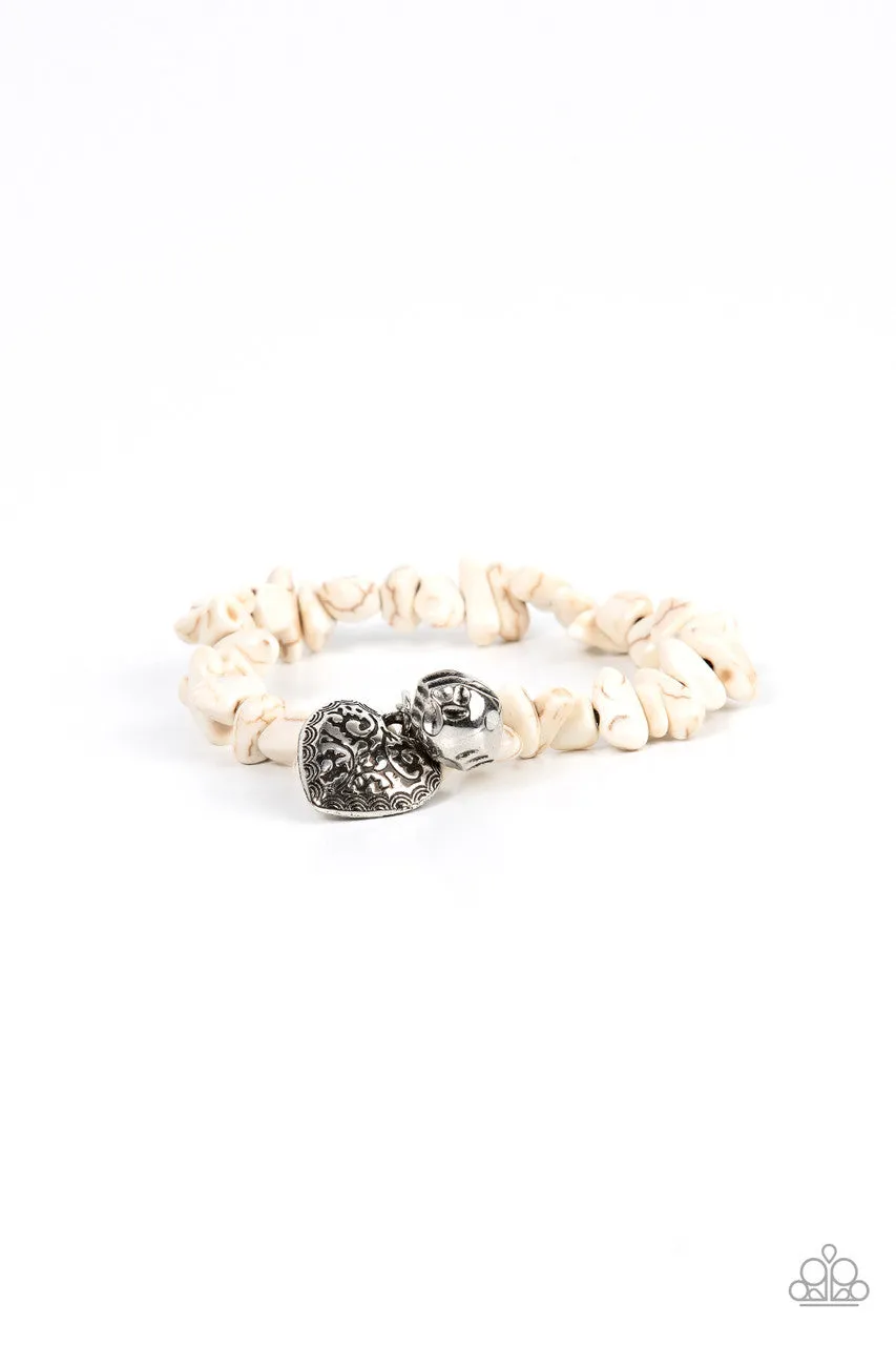 Love You to Pieces White Paparazzi Bracelet