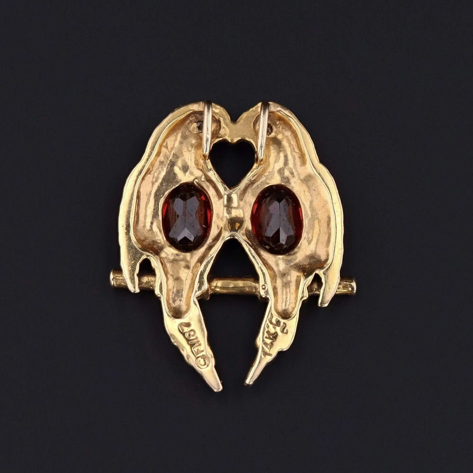 Lovebirds Pendant | 14k Gold Garnet & Diamond Pendant