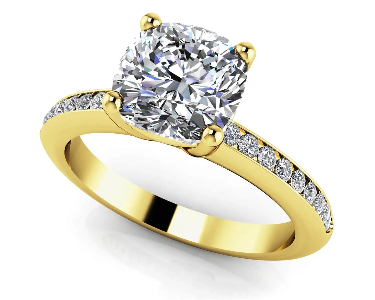 Lovely Cushion Cut Lab-Grown Diamond Engagement Ring with 2.21 ct. (2.00 ct. center diamond)