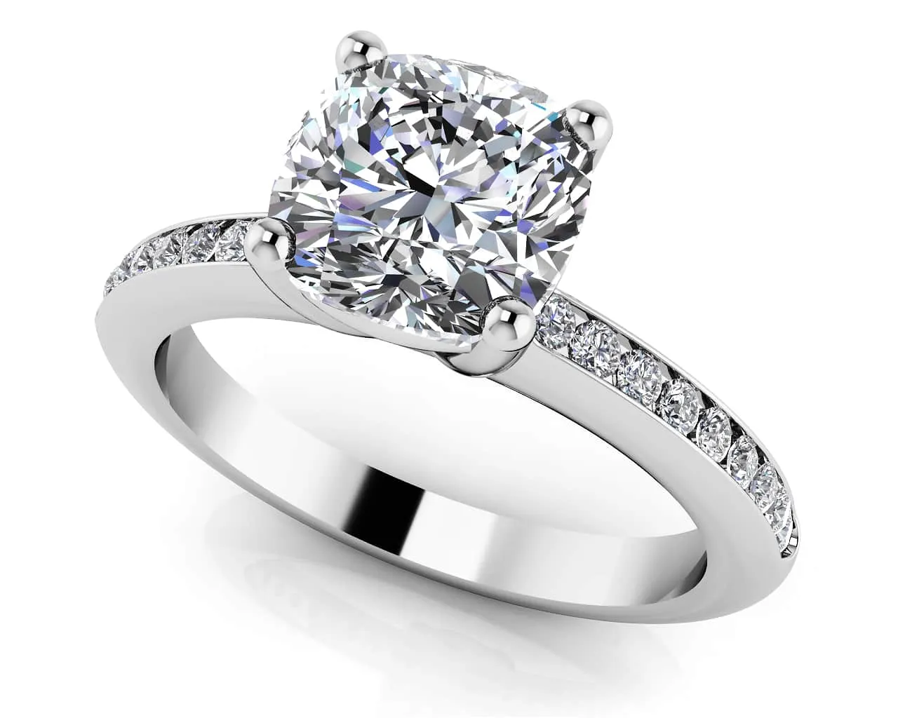 Lovely Cushion Cut Lab-Grown Diamond Engagement Ring with 2.21 ct. (2.00 ct. center diamond)