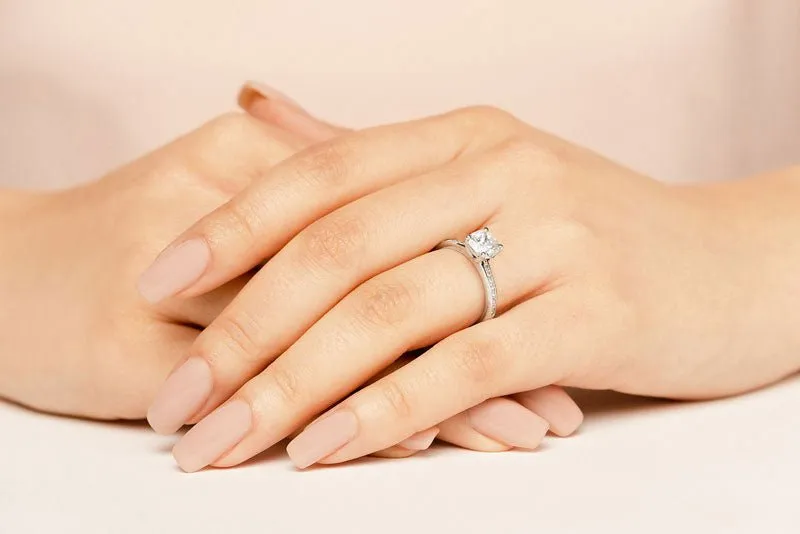 Lovely Cushion Cut Lab-Grown Diamond Engagement Ring with 2.21 ct. (2.00 ct. center diamond)
