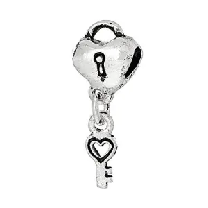 Lovers Lock and Key Charm Spacer Bead For Snake Chain Bracelet
