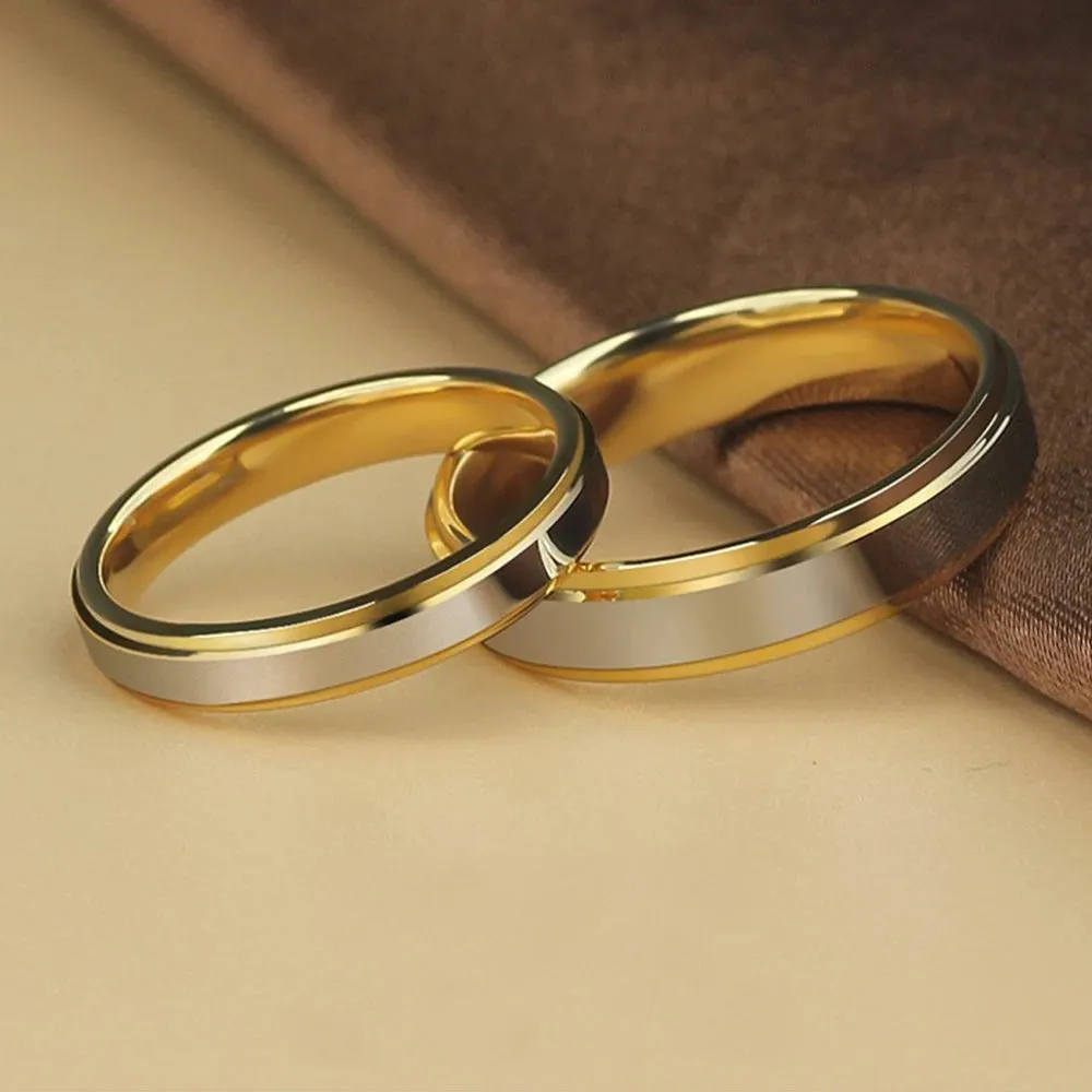Luxury Design Stainless Steel Couple Rings Simple Engagement Wedding Rings Exquisite Promise Ring Romantic