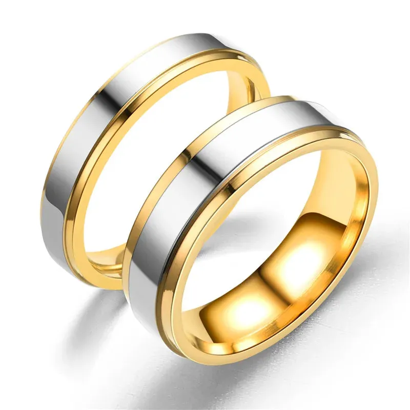 Luxury Design Stainless Steel Couple Rings Simple Engagement Wedding Rings Exquisite Promise Ring Romantic